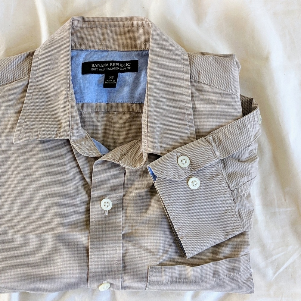 Banana Republic Micro Gingham Shirt XS